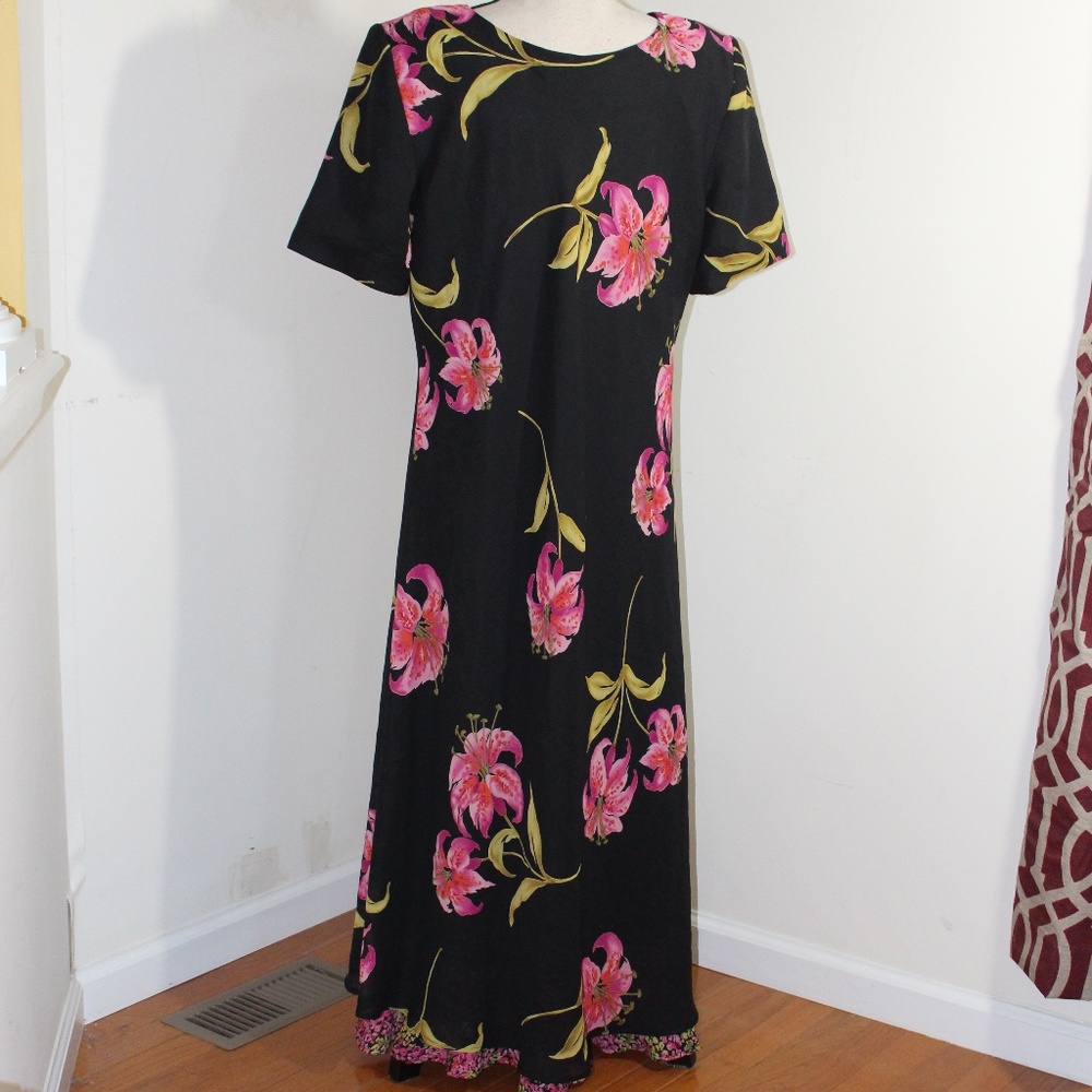 Jessica Howard, Vintage 90s Pink Hibiscus floral dress - Picture 3 of 9
